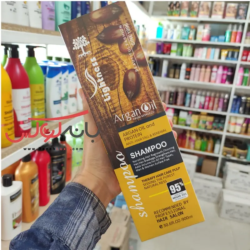 خرید شامپو تقویت کننده و ضد ریزش مو مدل مو لایتنس مدل Argan Oil